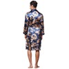 ZUEVI Men's Long Sleeve Satin Kimono Robe Dragon Lightweight Bathrobe
