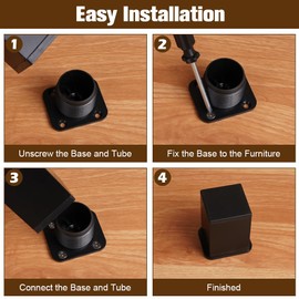 AUAUY Furniture Feet Height Adjustable, Set of 4 Furniture Feet Adjustable Square with 6 Non-Slip Mats 16 Screws 1 Screwdriver Height 60 mm Adjustable Feet 0-20 mm Furniture Feet for Cabinets Chest of