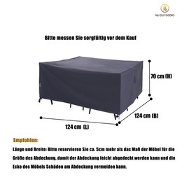 F&J Outdoors Patio Table Covers, Waterproof UV Resistant Cover for 5 Piece Outdoor Furniture, Grey, 48.5"W x 48.5"D x27.5"H