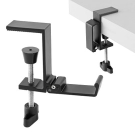 Foldable Purse Hook for Table Handbag Hanger Portable Desk Mount Clamp-On Headphones Holder Bags Hooks Reduce Desk Clutter for Table, Under Counter - Black