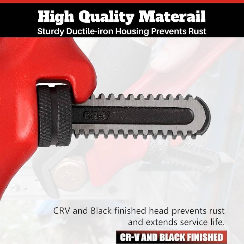 Uadme Offset Pipe Wrench, 9.5 inch Plumbing Hand Tools, Plumbers