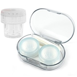 Contact Lens Cases, Transparent Contact Cases with Cleaner Washer Remove Tool Kit and Solution Bottle, Leak-proof Eye Contact Lens Case Holder for Home and Travel Purple
