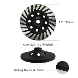 ORIXTREME 4 1/2 Inch Turbo Diamond Cup Wheel for Grinding and Cleaning Surface Stone Concrete Granite Marble Masonry Brick with 5/8-11 Threaded Angle Grinder Wheels Cup