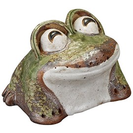 信楽焼 Figurine warai Frog Beans 12.5 Wide x Back X 9.5 cm Tall 552 – 06 