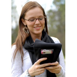 Peepsnake Smart Phone Scarf, Clear Touch Pocket, Back Camera Window, Xtra Pouch, Creme