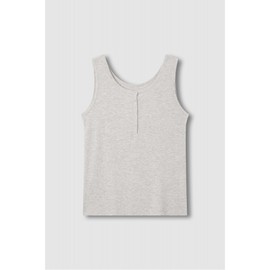 JAJU [JAJU] Women's Modal Ribbed Sleeveless Lounge T-shirt_Melange Oatmeal