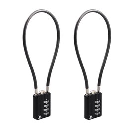 RESET-201 (2 Pack) 4 Digit Combination Padlock with 12 inch (30cm) Steel Cable,Cable Lock for Trash Can, Locker, Gym Locker, Luggage, Suitcase, Gun Case, Trigger,Helmet, 5mm Diameter, Black