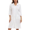Lovasy Summer Ladies Zip Dressing Gowns,White,S