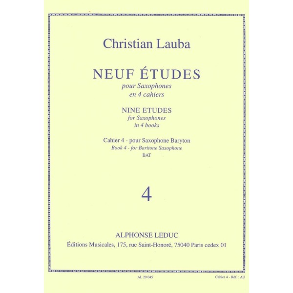 Christian Lauba: 9 tudes Vol.4: Baritone Saxophone (Saxophone Solo)