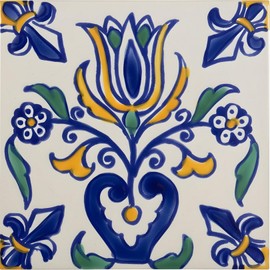 Casablanca Market MT025 Mediterranean Ceramic Tulip Decorative Tile, Blue