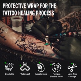 Second Skin Tattoo Cover Tattoo Aftercare Bandage Transparent and Waterproof for Medium and Large Tattoos Initial Healing (Roll 10 in x 2.2 yd)