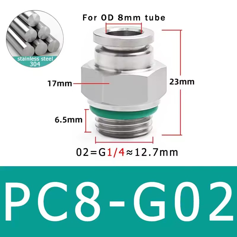 10-Pack PC4-M5 304 Stainless Steel Pneumatic Quick Connect Fittings