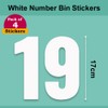 Pack of 4 White Wheelie Bin Number 19 Stickers (17