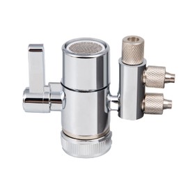 Faucet Diverter Valve Solid Brass with Polished Chrome for Counter top Water Filters Faucet Adapter, Hot/Cold Bathroom Sink Adapter - Hose Attachment Connector1/4" 3/8" Outlet (Two Way 3/8"OD)