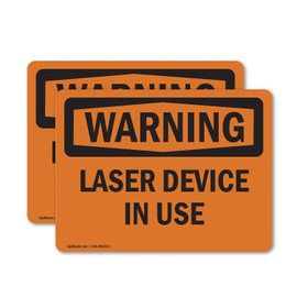 (2 Pack) Laser Device In Use OSHA Warning Sign 5 Inch X 3.5 Inch Vinyl Label Decal Sticker Weather Resistant, UV Protected for Workplace, Business, and Construction Site, Made in the USA