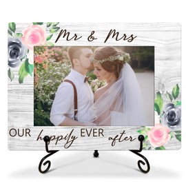 SSQBZU Newlyweds Wedding Picture Frame-Mr & Mrs-Our Happily Ever After-Displays 4x6 Photo, A Newly Married Couple Gifts, Best Wedding Gifts, Wedding Photo Frame, Gifts for Wedding.(067)