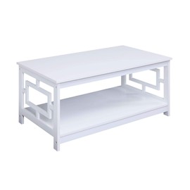 Town Square Coffee Table with Shelf, White