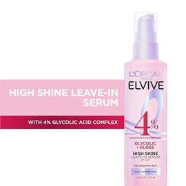 L'Oreal Paris Elvive Glycolic + Gloss High Shine - Suero para el cabello sin enjuague, suaviza el cabello opaco y poroso en cabello brillante y de alt