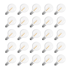 Meconard G40 1.57 Inch Led Replacement Light Bulbs, E12 Screw Base Shatterproof LED Small Globe Light Bulbs for Outdoor String Lights, 1Watt Equvalent to 5 Watt Incandescent Bulbs, Warm White, 25Pack