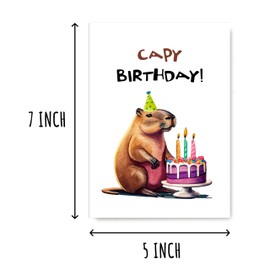 NTGifts Happy Birthday Wishes Keepsake - Capy Birthday Funny Card - Birthday Capybara Card - Lovely Greeting Card, White