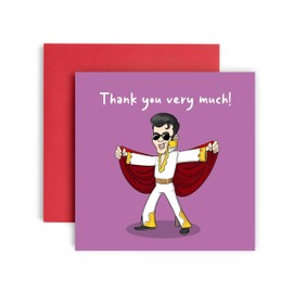 Huxters Thank You Card - Elvis Thank you very much Greeting Cards for Friends and Family Sister Mum Dad – Humourous Appreciation Card 14.8cm