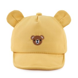 MniJiza Baby Boy Baseball Cap Infant Girls Cute Bear Ear Sun Hat Toddler Adjustable Cotton Cap for Spring Summer (3-24M, Yellow)