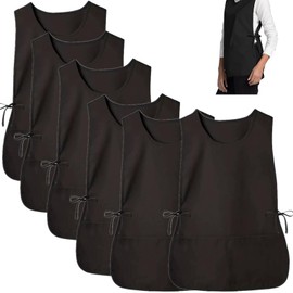 Zentriqlla 6 Pack Cobbler Apron for Women Men, Universal Adult Smock Aprons with 2 Pockets, Black Waterproof Cleaning Apron for Painting, Work, Hairstylist, Housekeeping, Kitchen, Unisex