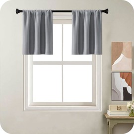 MRTREES Grey Waterproof Curtains for Bathroom Window, 2 Panels Small Kitchen Window Curtains 30 Inch Drop, Blackout Curtains 30x30 Inch 75x75 CM, Grey