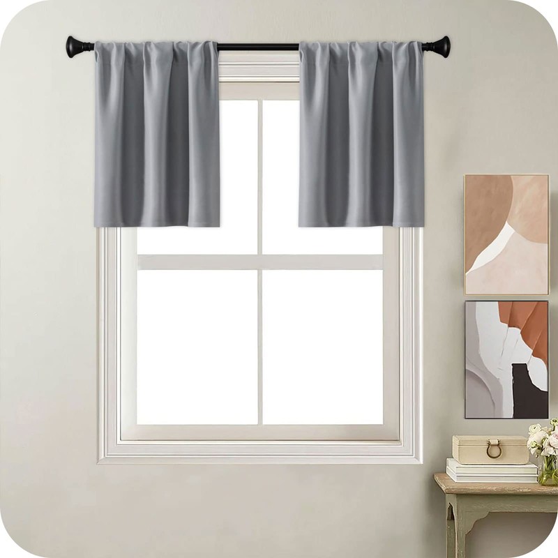 MRTREES Grey Waterproof Curtains for Bathroom Window, 2 Panels Small