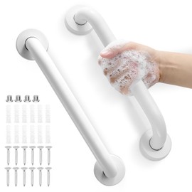 Grab Bars for Shower, Zynuhmo 2 Pack 12 Inch Anti Slip Stainless Steel Bathroom Safety Shower Grab Bar Handrails for Handicap Injury Pregnant Senior Assist Shower Handles(Matte White, 1" Diameter)