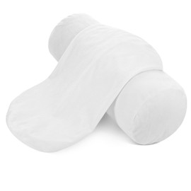 FdcZeyxior 2 PCS Neck Roll Pillow Cover with Zipper, Round Neck Pillow Soft Bolster Pillows Covers White Breathable Cylinder Pillowcases for Cylindrical Cushion (16 X 6 Inch)