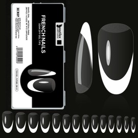 Beautilux French Oval Medium Gel Nail Tips, 280Pcs Soft Clear Press On Acrylic Nail 14 Sizes Soak Off Full Cover Press On Nail (FJP280-OM-01)