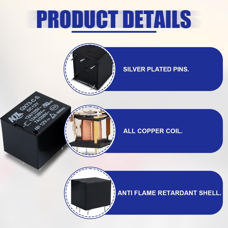 Innfeeltech 10pcs Power Relay JQC-3F 5 Pin DC 12V Mini