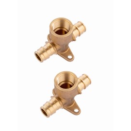 (Pack of 2) EFIELD Pex A Full Flow Expansion Brass Fittings 1/2" x 1/2" Female NPT Drop-ear Tee For Pex A Tubing Pipe Only, ASTM F1960,(PEX1960091)
