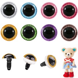 MUCUNNIA 120pcs 15mm Safety Eyes for Amigurumi Glitter Plastic Safety Eyes for Crochet with Washers Craft Crochet Eyes Doll Eyes for Crochet Animals Plush Stuffed Animals DIY Christmas Decorations