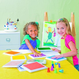 Fun Express - Classic Giant Color Stamp Pad Set Of 6 - Stationery - Stamps - Stamps - Self Inking - 6 Pieces