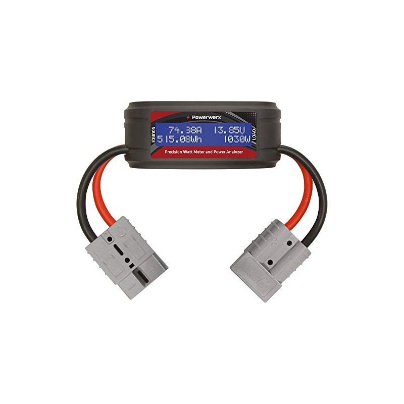 Powerwerx Wattmeter-Plus DC Inline Power Analyzer, 75A Continuous, 8 Gauge,