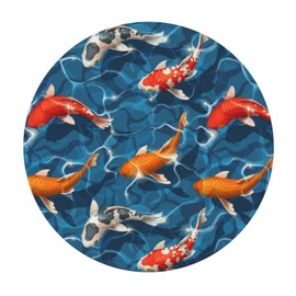 Famame Underwater Colorful Fish Round Fitted Tablecloth with Elastic Protector Table Cloth Kitchen Dinner Waterproof Oil-Proof Table Covers Fits 40"-44", Small