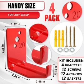 Set of 4 Fire Extinguisher Mount Bracket - 2.36″ × 1.57″ × 2.36″ Fire Extinguisher Hook, Include Screws and Gaskets, Easy to Install, Hold Up to 20 lb, Good for Workshop, Garage, or Home Use
