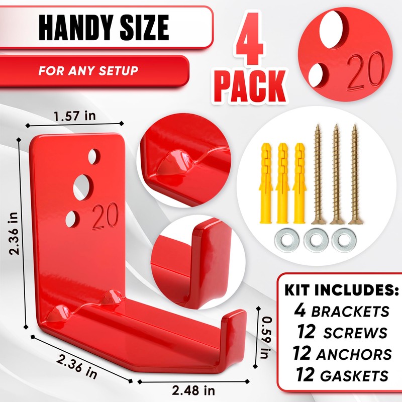 Set of 4 Fire Extinguisher Mount Bracket - 2.36″ ×
