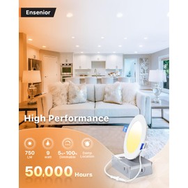 Ensenior 16 Pack 4 Inch LED Recessed Ceiling Light, Dimmable, 3500K Neutral White, 750LM 9W 120V, High Brightness Canless Wafer Downlight - ETL&FCC&IC