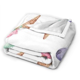 Epushow Microfiber Blanket Throw Blanket Ice Cream Cone Printing Super Soft Lightweight Comfortable Warm Microfiber Blanket Bed Sofa Living Room Four Seasons