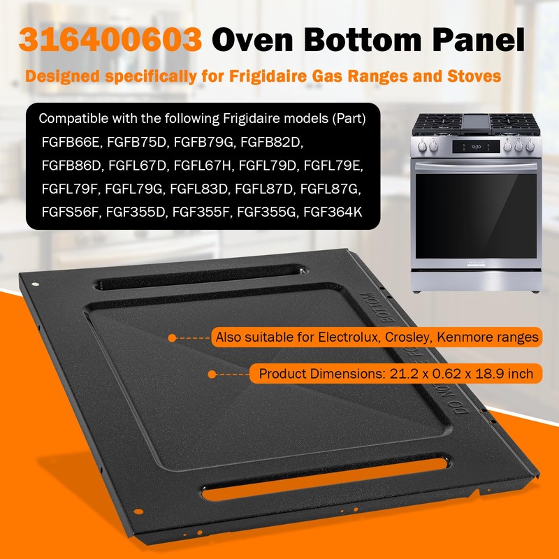316400603 Oven Bottom Panel for Frigidaire Gas Ranges and Stoves,