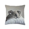 Sleepy Koala on a Light Gray Pillow Throw Pillow