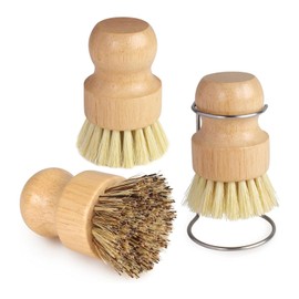 Ruispeed Bamboo Dish Brush Set 4Pcs With Holder Kitchen Cleaning Brushes
