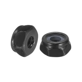 sourcing map 20Pcs #6-32 Nylon Insert Hex Lock Nut, 304 Stainless Steel Self-Locking Nylon Insert Stop Nut for Industrial Construction Fasteners, Black&White