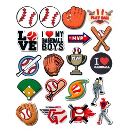 Sports Collection Shoe Charms,Baseball Volleyball Softball Soccer Football Basketball Hockey Shoe Charms Accessories Pack for Boy Girl Women Men (Baseball)