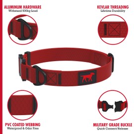 Tuff Pupper Action Collar | Heavy Duty Water Proof Dog Collar | Tear Proof & Odor Free | Rust-Proof Quick Release Buckle | Aluminum D-Ring | for Adventurous, Active Dogs