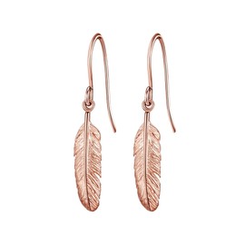 Glanzstücke München Women's Earrings Feather Sterling Silver Rose Gold-Plated Earrings Rose Gold Women's Jewellery, Silver, No Gemstone