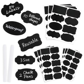 Chalkboard Label Stickers with 2 White Chalk Marker Etiquettes Autocollante Reusable Waterproof Chalk Label for Storage Bin Labels for Jars Labels Stickers Pantry Labels for Food Containers